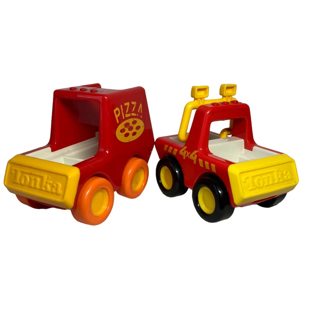 Set -‎ Vintage Tonka Pizza Delivery and 4x4 Truck Plastic 1987 1989 Bandai